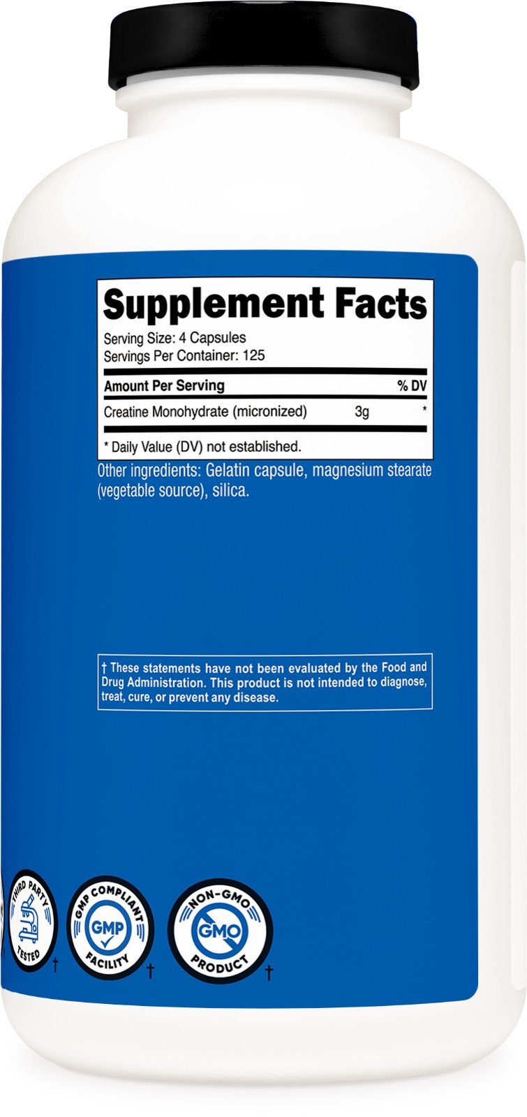 Nutricost Creatine Monohydrate 3g, 500 Capsules (750mg Per Capsule)