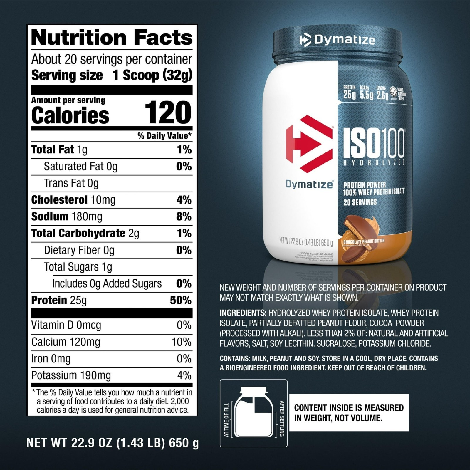 Dymatize ISO100 Hydrolyzed Whey Isolate Protein Powder, 25g Protein, Chocolate