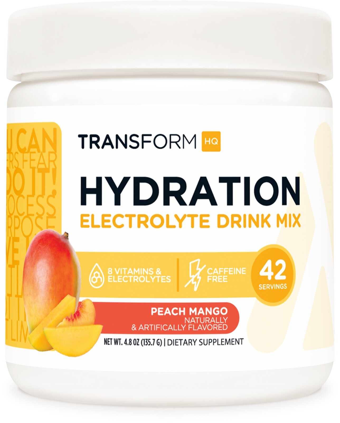 TransformHQ Hydration 42 Servings (Peach Mango) – Electrolytes, Mental Clarity
