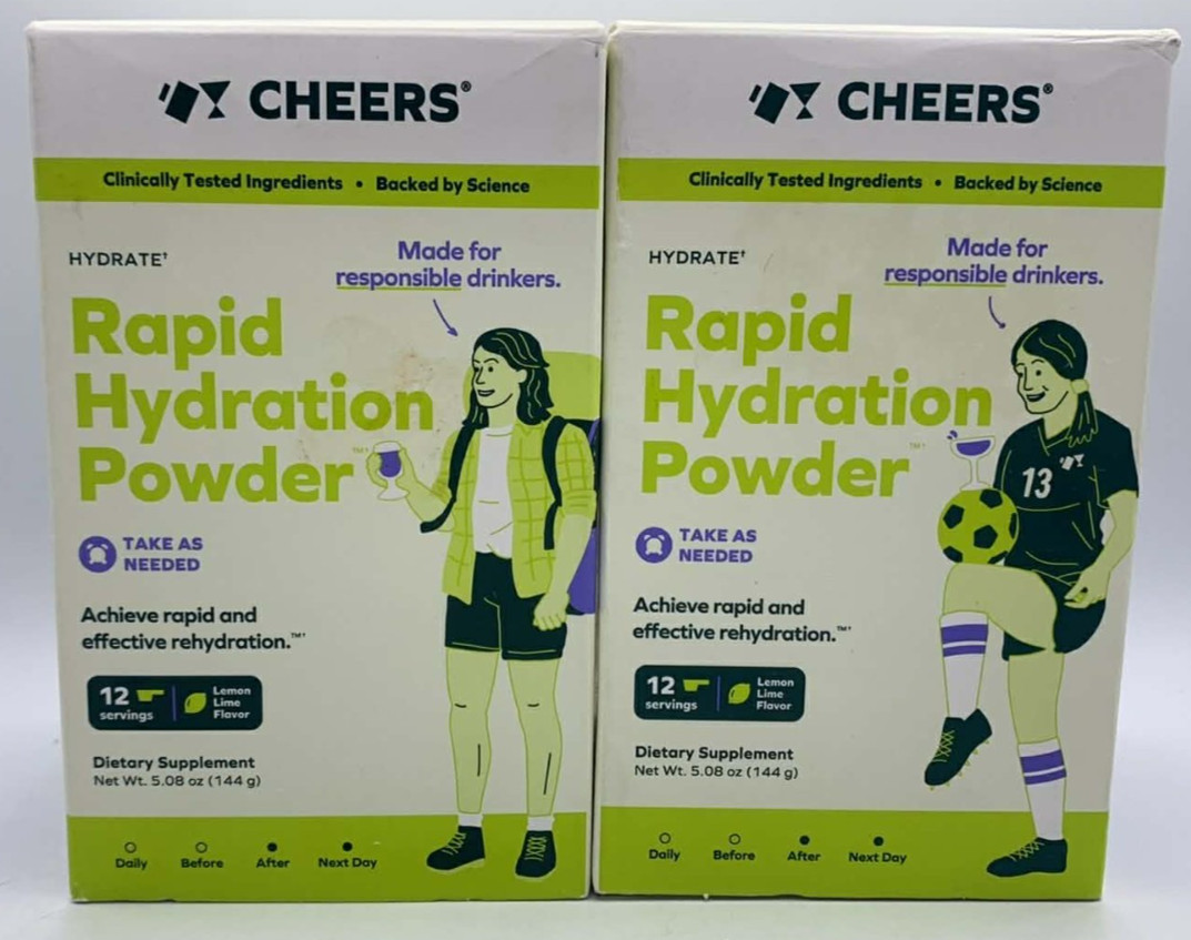 2PK Cheers Rapid Hydration Powder ~ 5.08 oz Each ~ EXP 6/26 ~ FAST SHIP