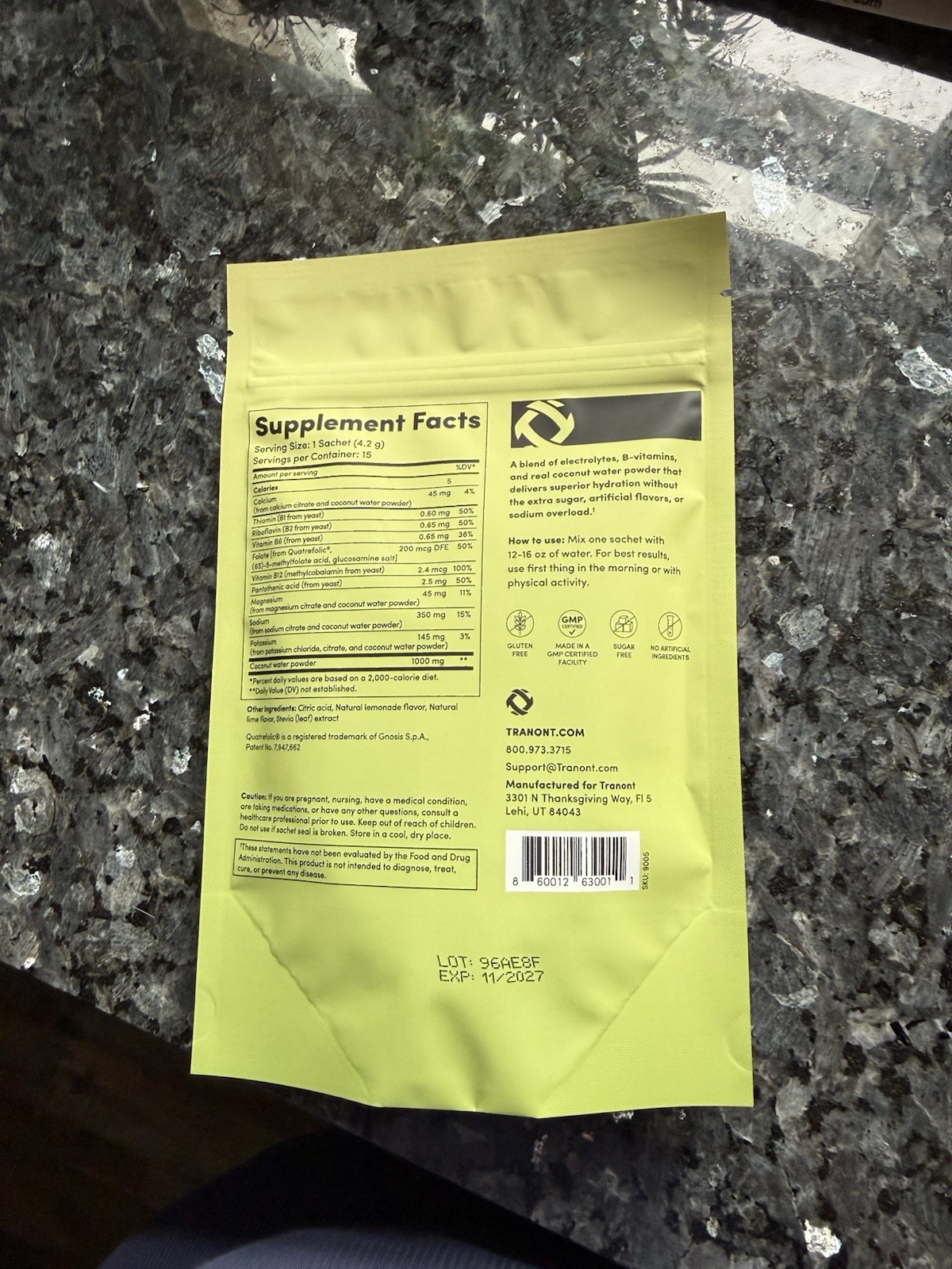 TRÄNONT Quench Electrolyte Hydration Powder Citrus Twist 15 Sachets Sugar Free