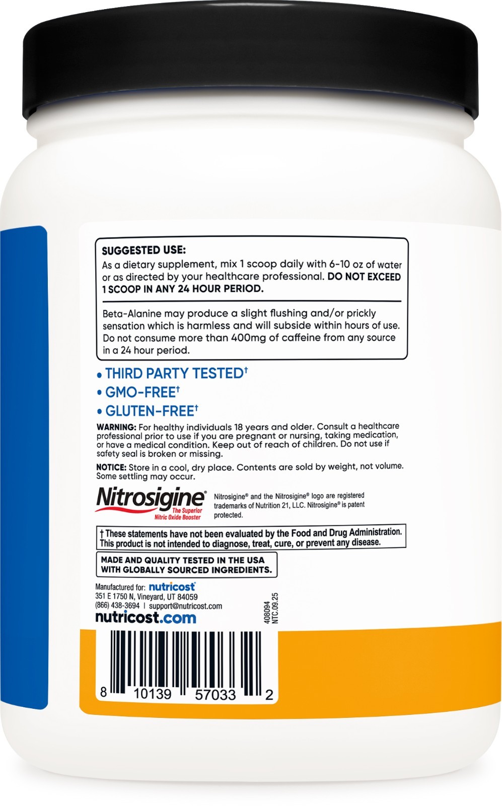 Nutricost Pre-Workout Complex Powder (Peach Mango) 60 Serivings