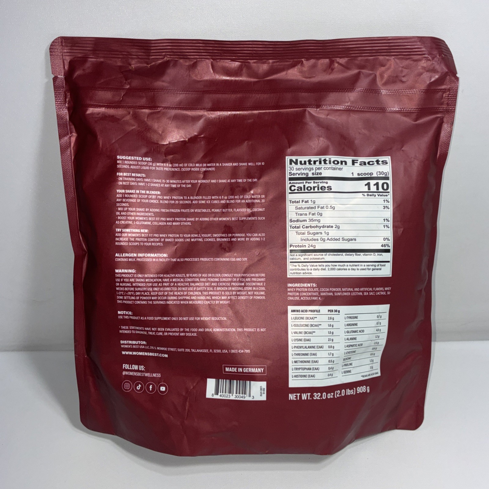 Sealed Women’s Best Fit Pro Whey Protein Double Chocolate 2 Lbs, 30 Servings