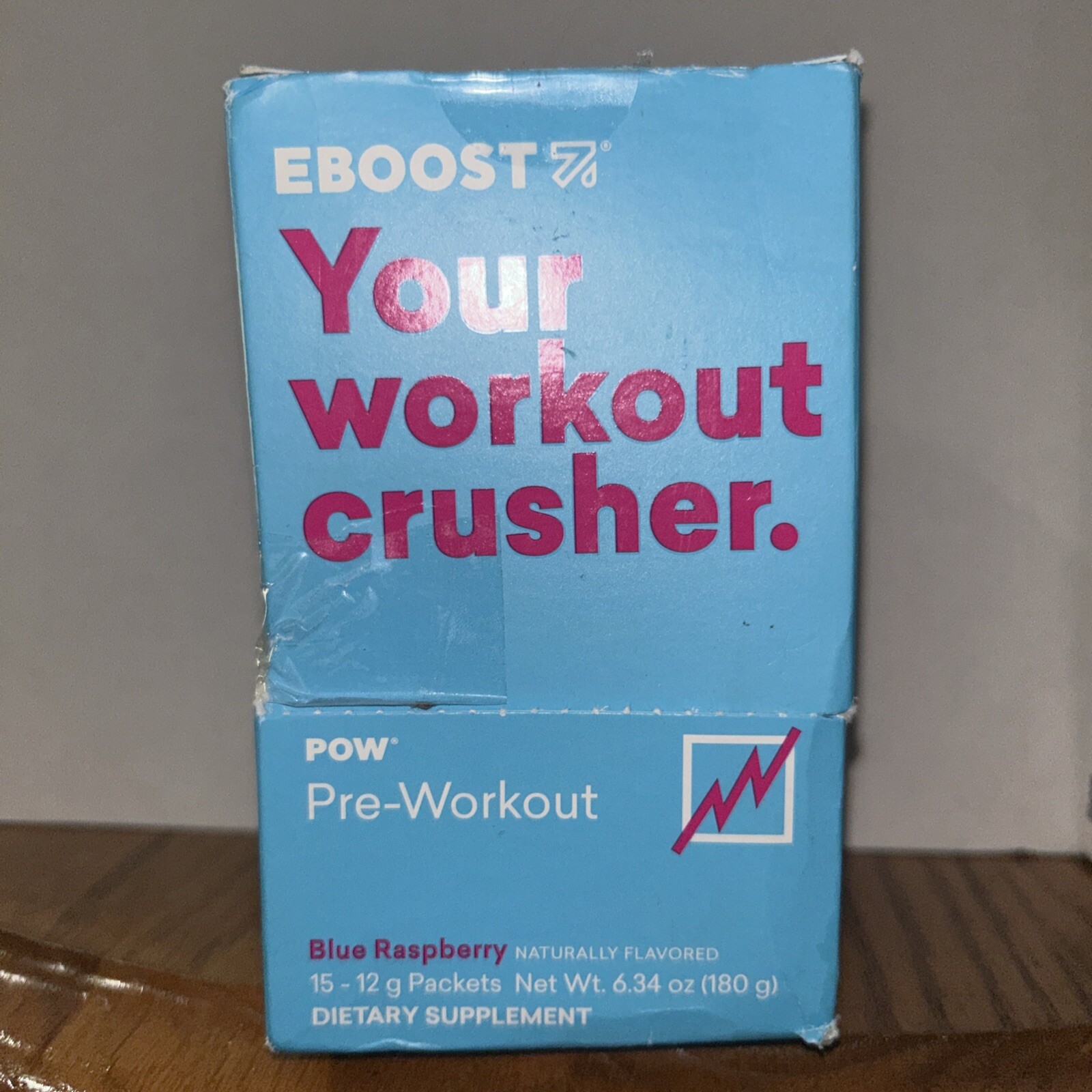 EBOOST POW Natural Pre Workout Powder – 15 Servings – Blue Rasberry Exp. 06/25