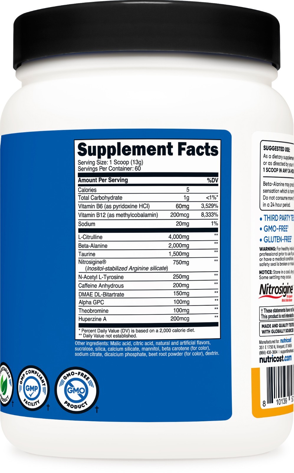 Nutricost Pre-Workout Complex Powder (Peach Mango) 60 Serivings