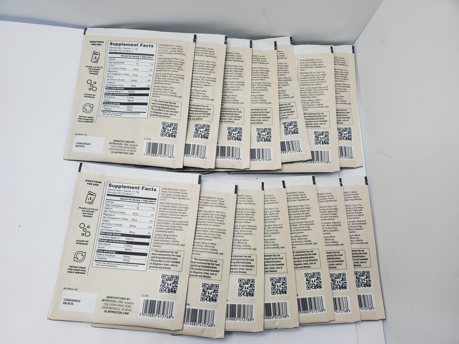 14pk Myprotein Origin Pre-Workout Dry Scoop 0.4oz Cherry 200mg exp 8/26