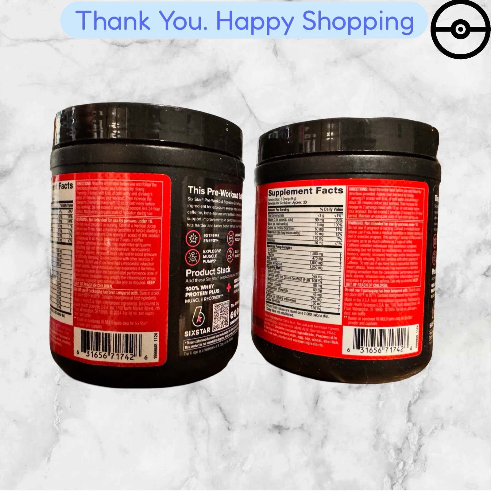2X Six Star Pre-Workout Explosion 2.0 Fruit Punch 9.52oz,270g 8/2027