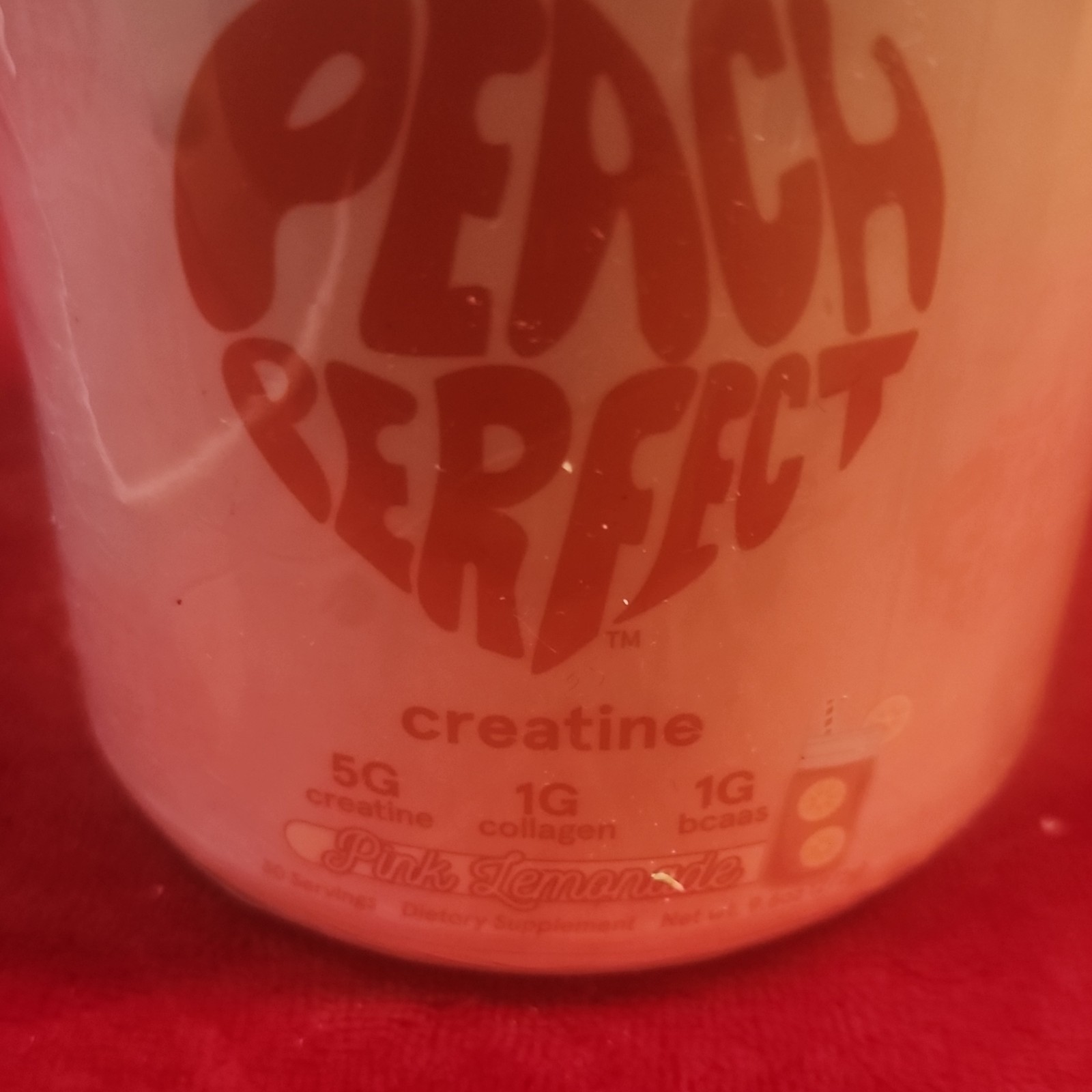 Peach Perfect Creatine Monohydrate Pink Lemonade Powder BCAA 30 Servings