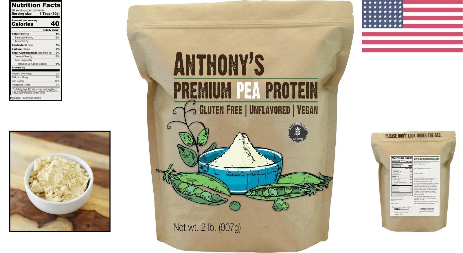 Plant-Based 2 lb Unflavored Pea Protein – Ideal for Smoothies & Baked Goods