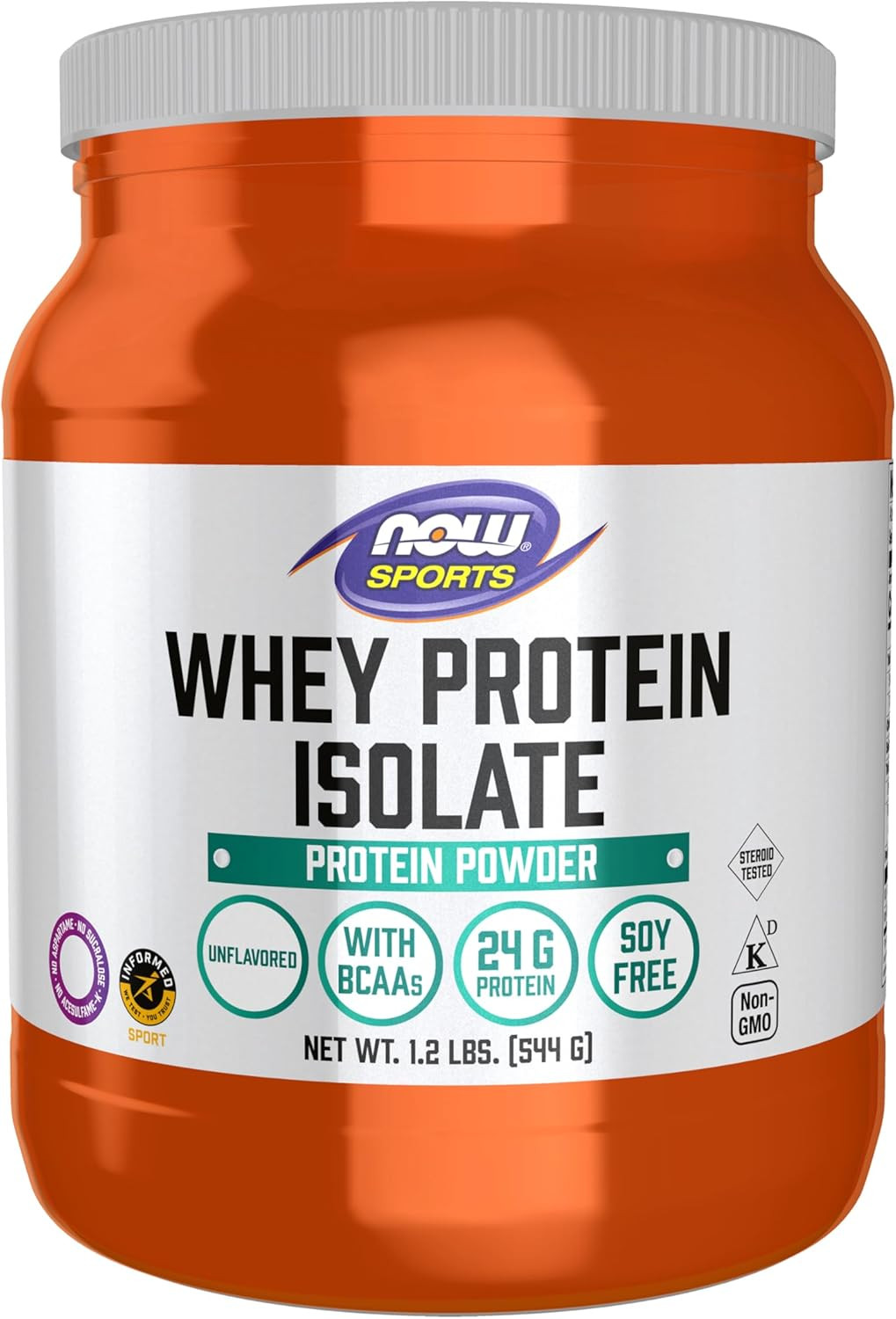 NOW Sports Nutrition, Whey Protein Isolate, 25 G with Bcaas, Unflavored Powder,