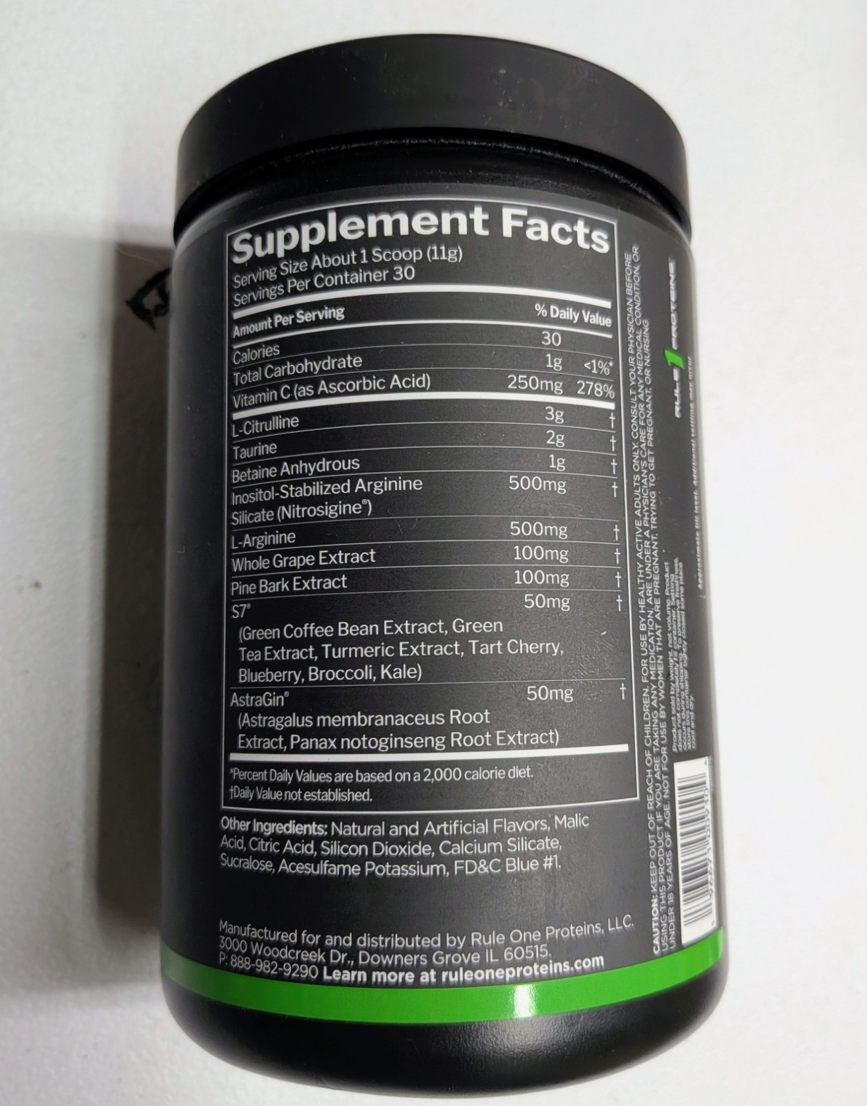 Rule 1 Pump Blue Razz Lemonade 330g Nitric Oxide Pre Workout NEW 30 servings
