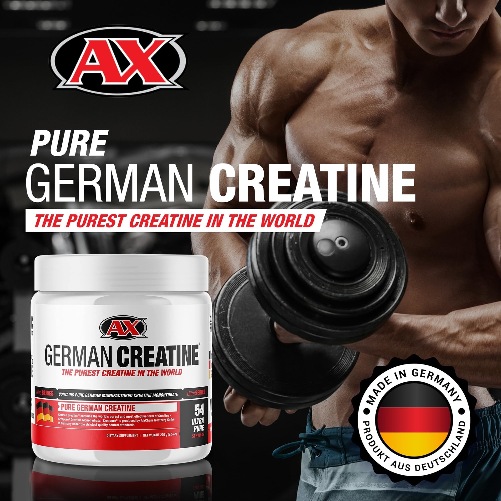 German Creatine – Micronized Creatine Monohydrate Powder 99.99% Pure Creapure…
