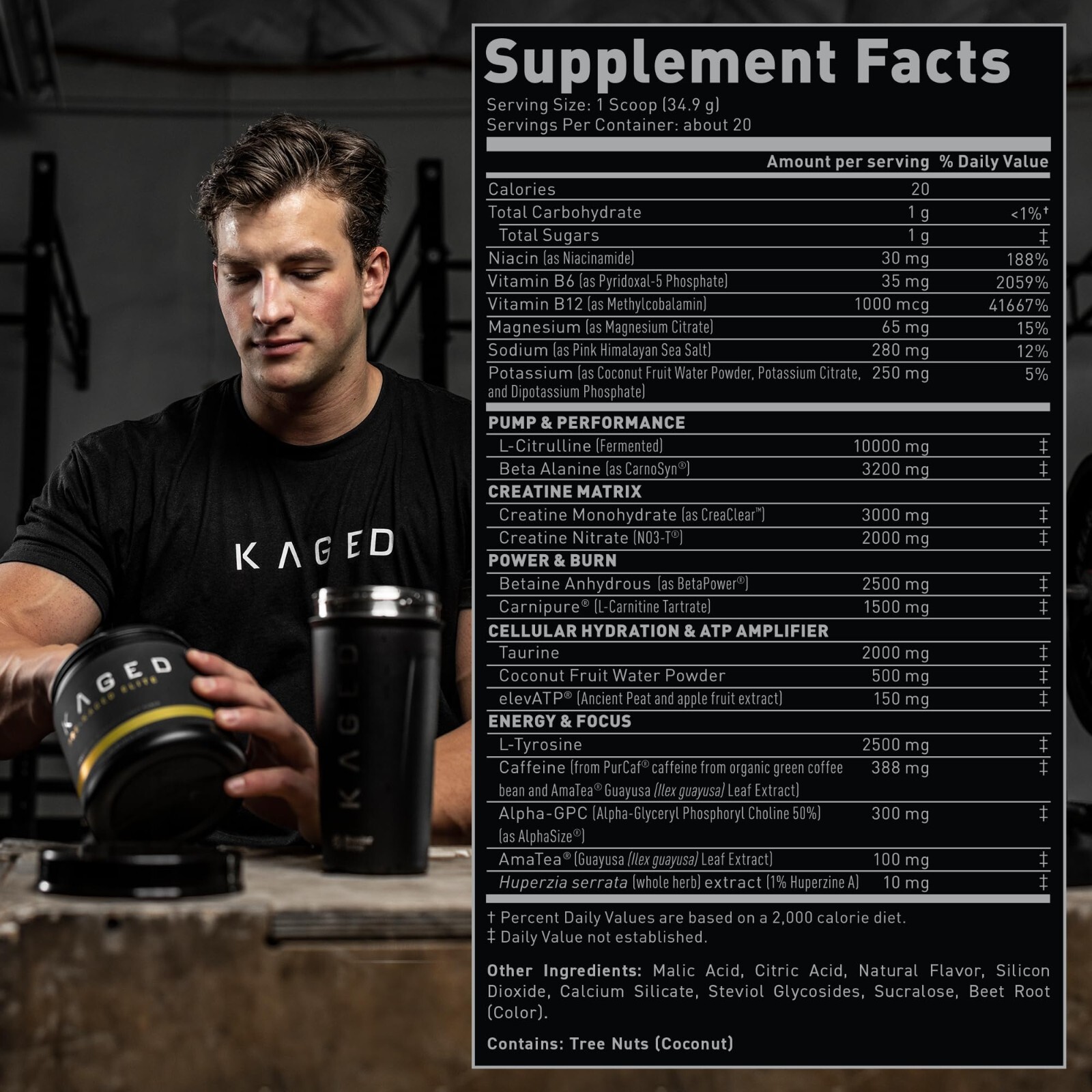 Kaged High Stimulant Pre Workout Powder Strawberry Lemonade Pre-Kaged Elite