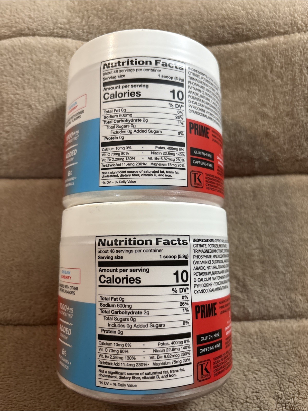 2 Pack PRIME Rapid Rehydration Electrolyte Drink Mix, Ocean Cherry (9.9 oz X 2)