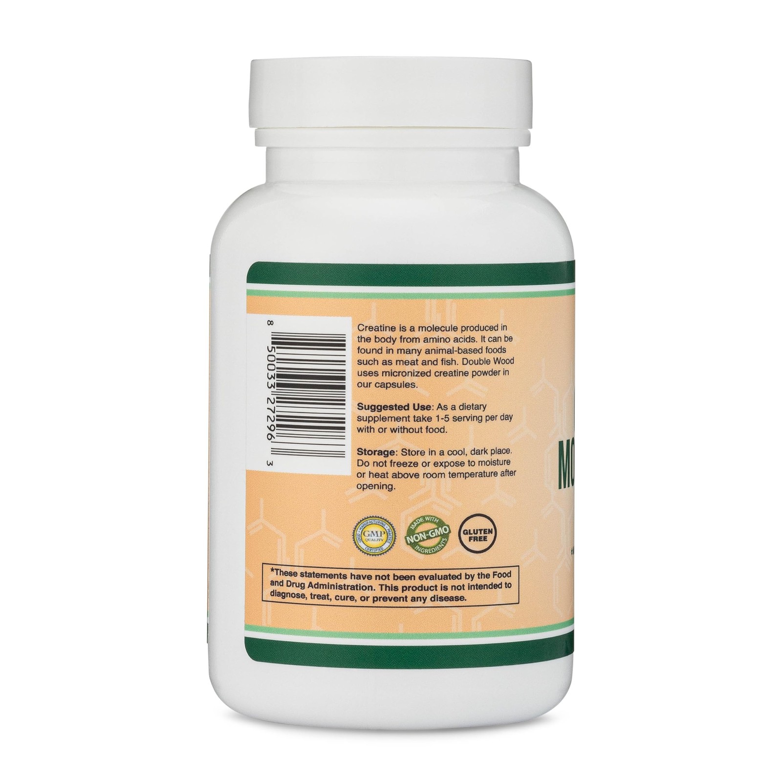 Creatine Monohydrate Capsules – 1g per Serving, 120 Count (Pack of 1), White