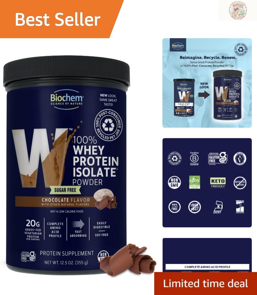 Delicious Sugar-Free Chocolate Whey Protein 20g – Gluten Free, Keto 12.5oz