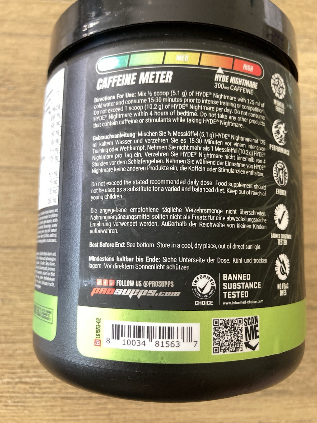 HYDE® Nightmare Intense Pre-Workout Lightning Lemon 30 Servings Exp: 06-2026