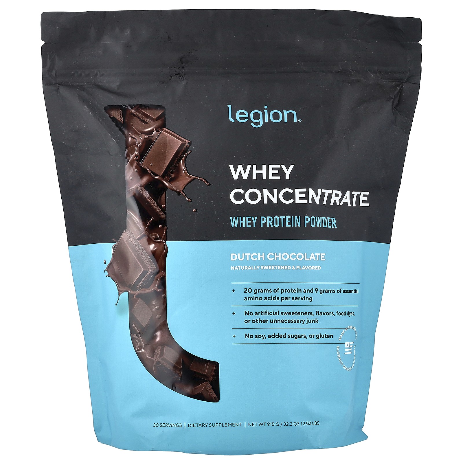 Whey Concentrate, Whey Protein Powder, Dutch Chocolate, 2.02 lbs (915 g)