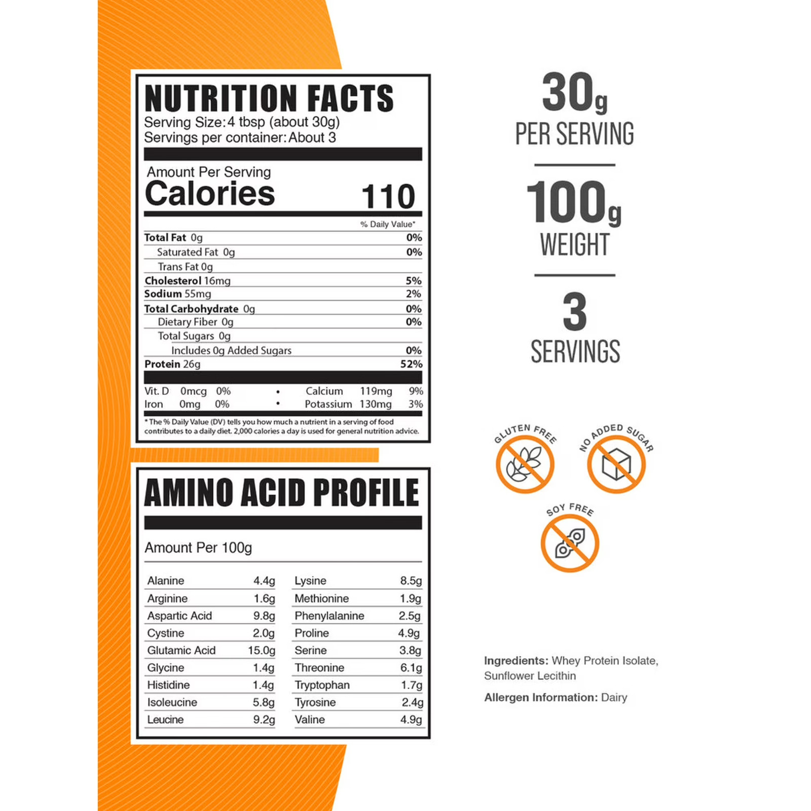 BulkSupplements Hydrolyzed Whey Protein Isolate Powder BCAAs Unflavored 100g
