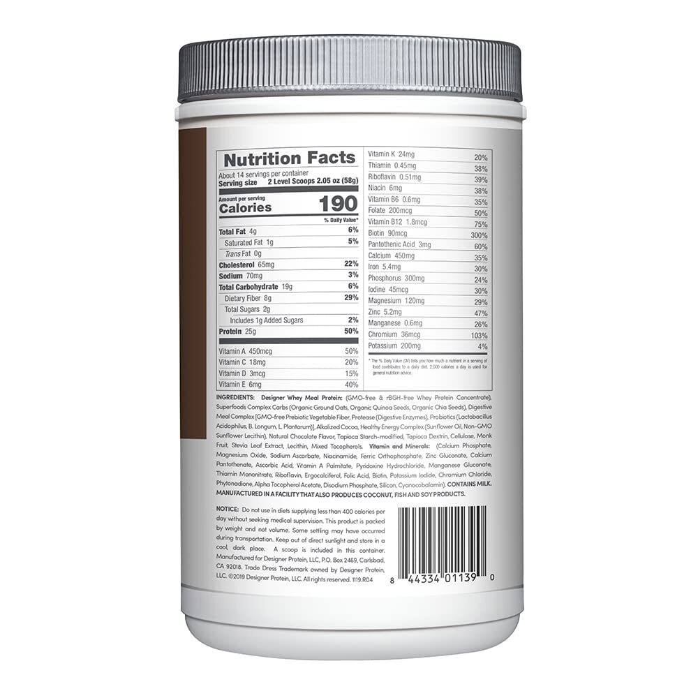 4/27 Designer Whey, Meal Replacement Protein Powder, Milk Chocolate, 1.72 lb