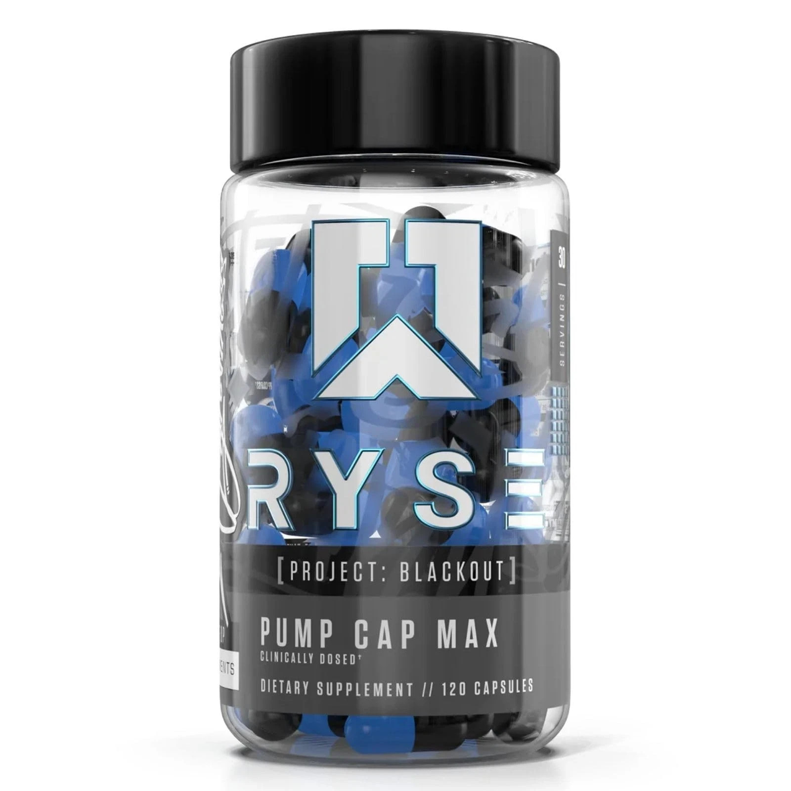Ryse Pump Cap Max Black Out Pre-Workout t 120 Capsules 03/2027 Sealed