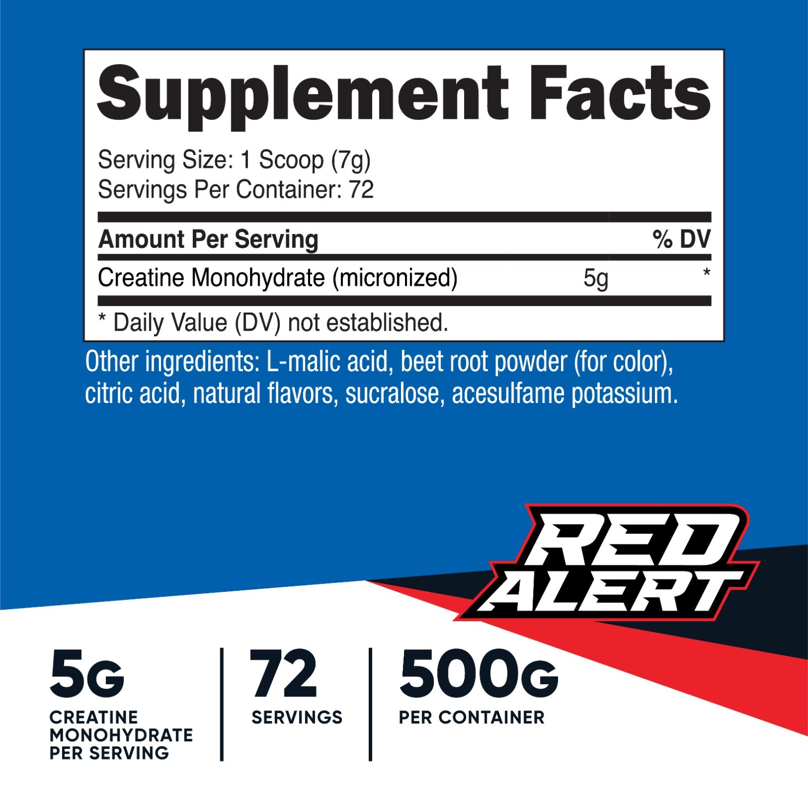Nutricost Creatine Monohydrate Powder (Red Alert, 500 Gram) – 72 Servings