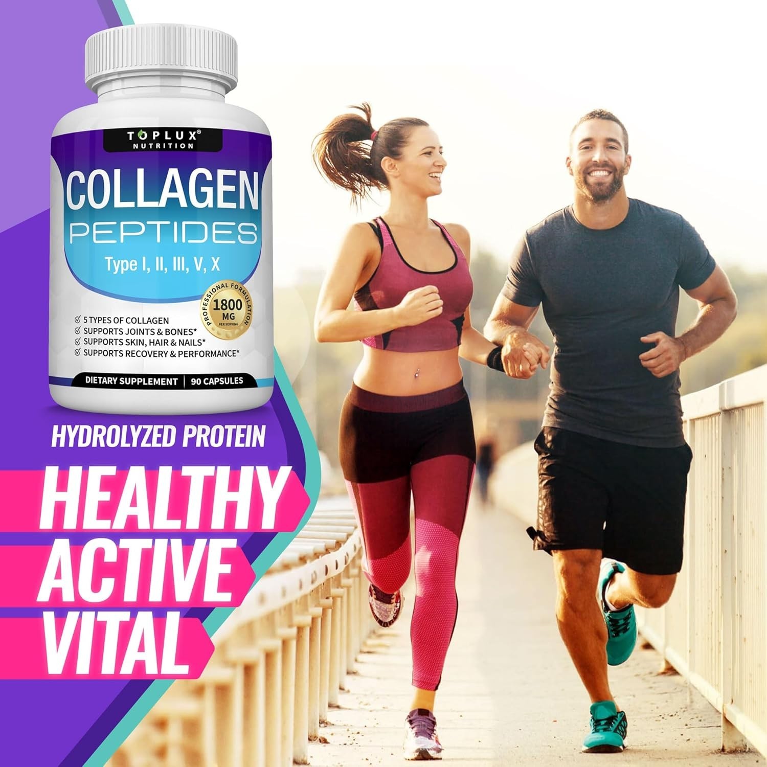 Toplux Multi Collagen Peptides Pills 1800 Mg Complex Premium Collagen Complex