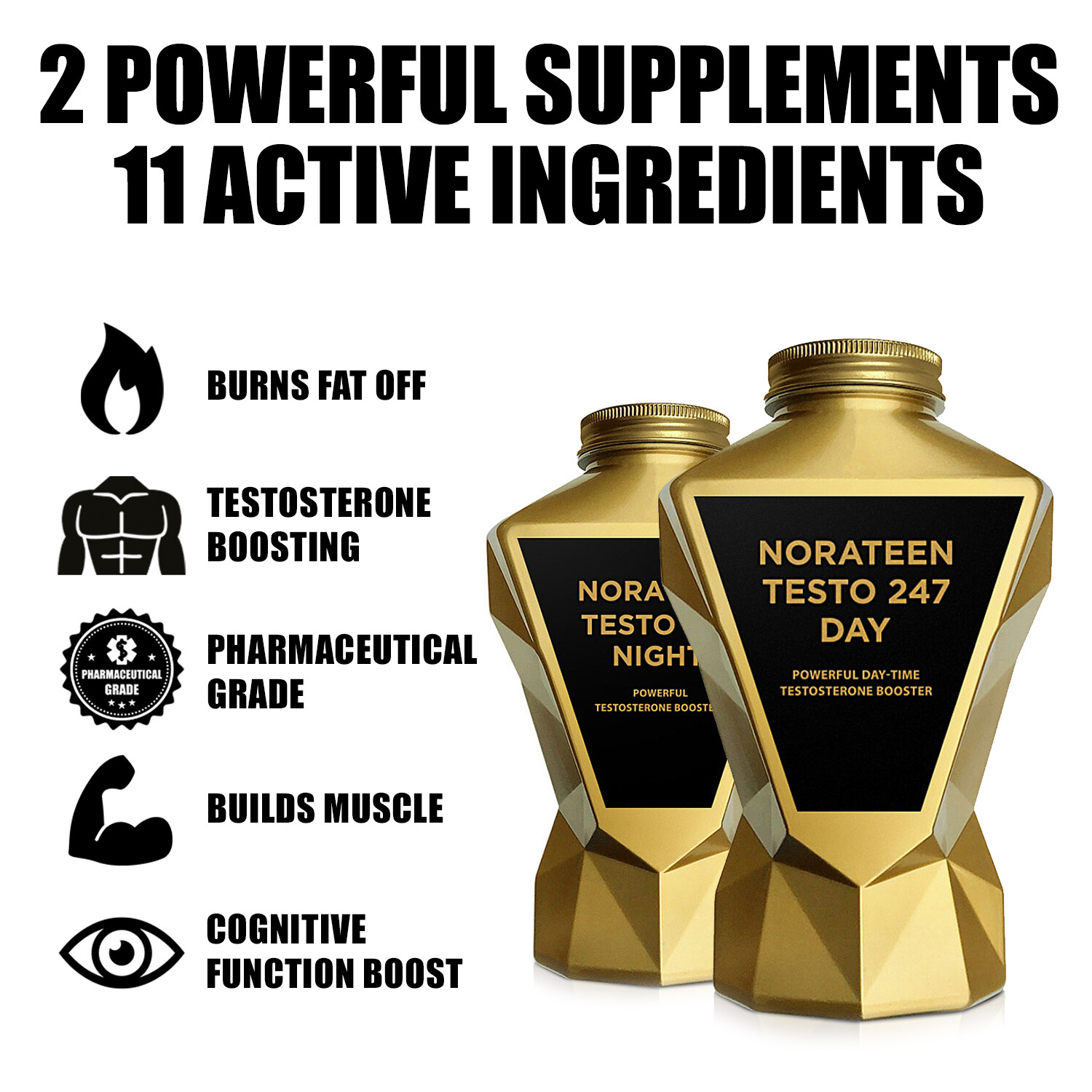 LA MUSCLE Norateen® Testo 247 Day & Night – Test Boost, Nitric Oxide, IGF-1, NO2