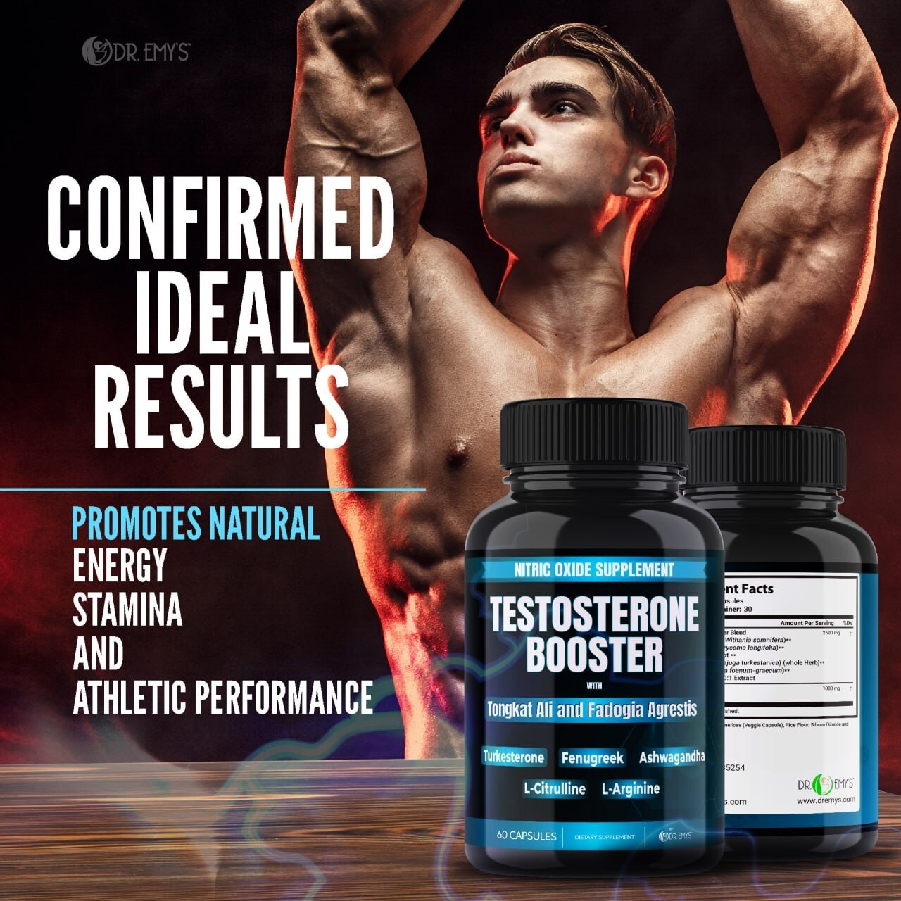 (1 Pack) Testosterone Supplement Booster Capsules Blood Flow Nitric Oxide