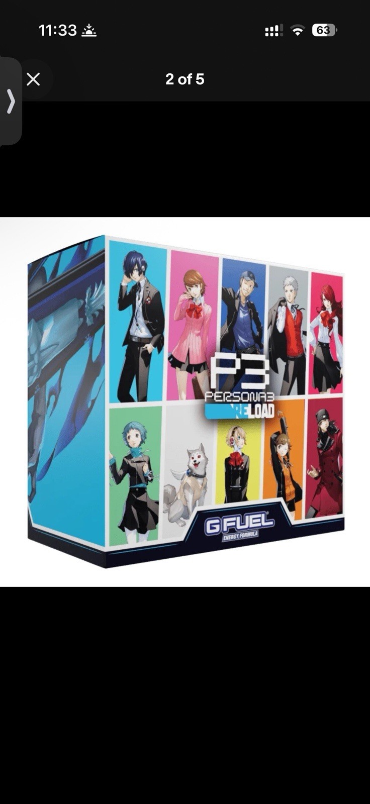 G Fuel Persona 3 Reload Cadenza Collector’s Box + Plastic Shaker Cup New