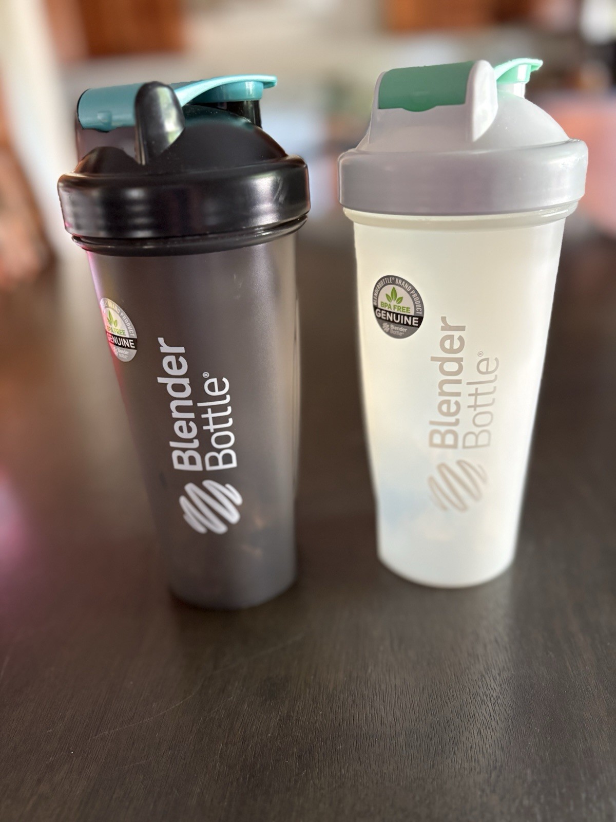 BlenderBottle Classic 2-Pack 28 oz Shaker Bottles Black/White Flip Lock BPA-Free