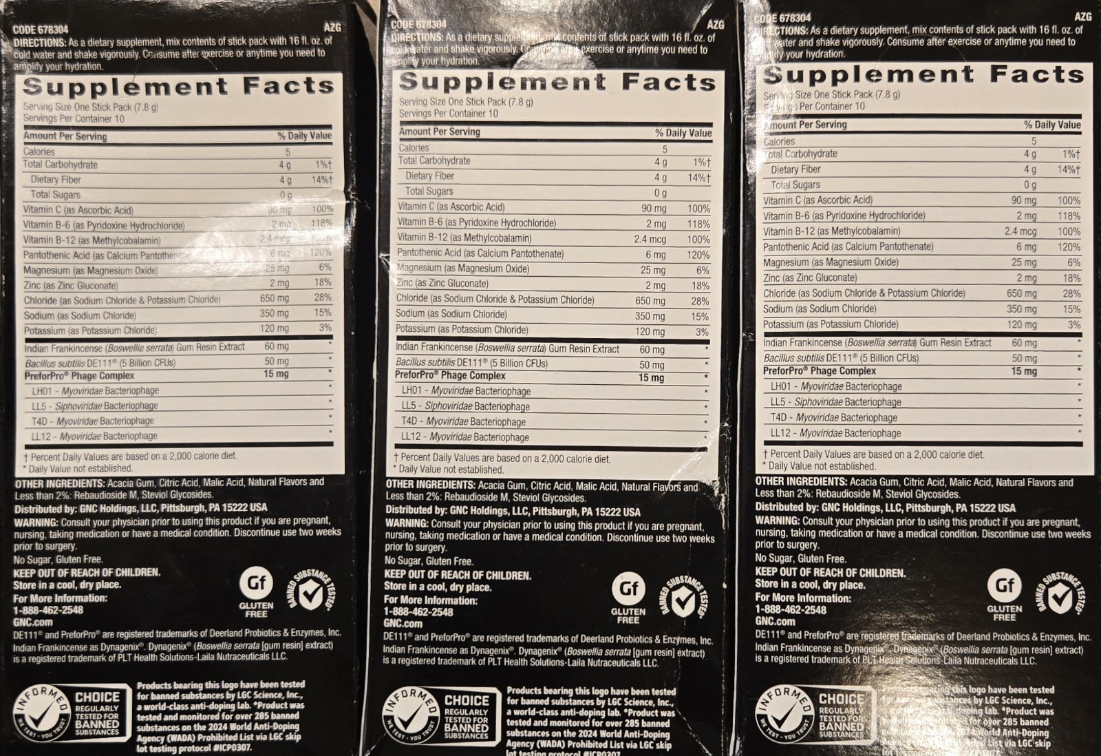 (3) GNC AMP AMPLIFIED HYDRATION 10 Pak X 3 (30 Serv) Tropical Punch BEST BY 5/26