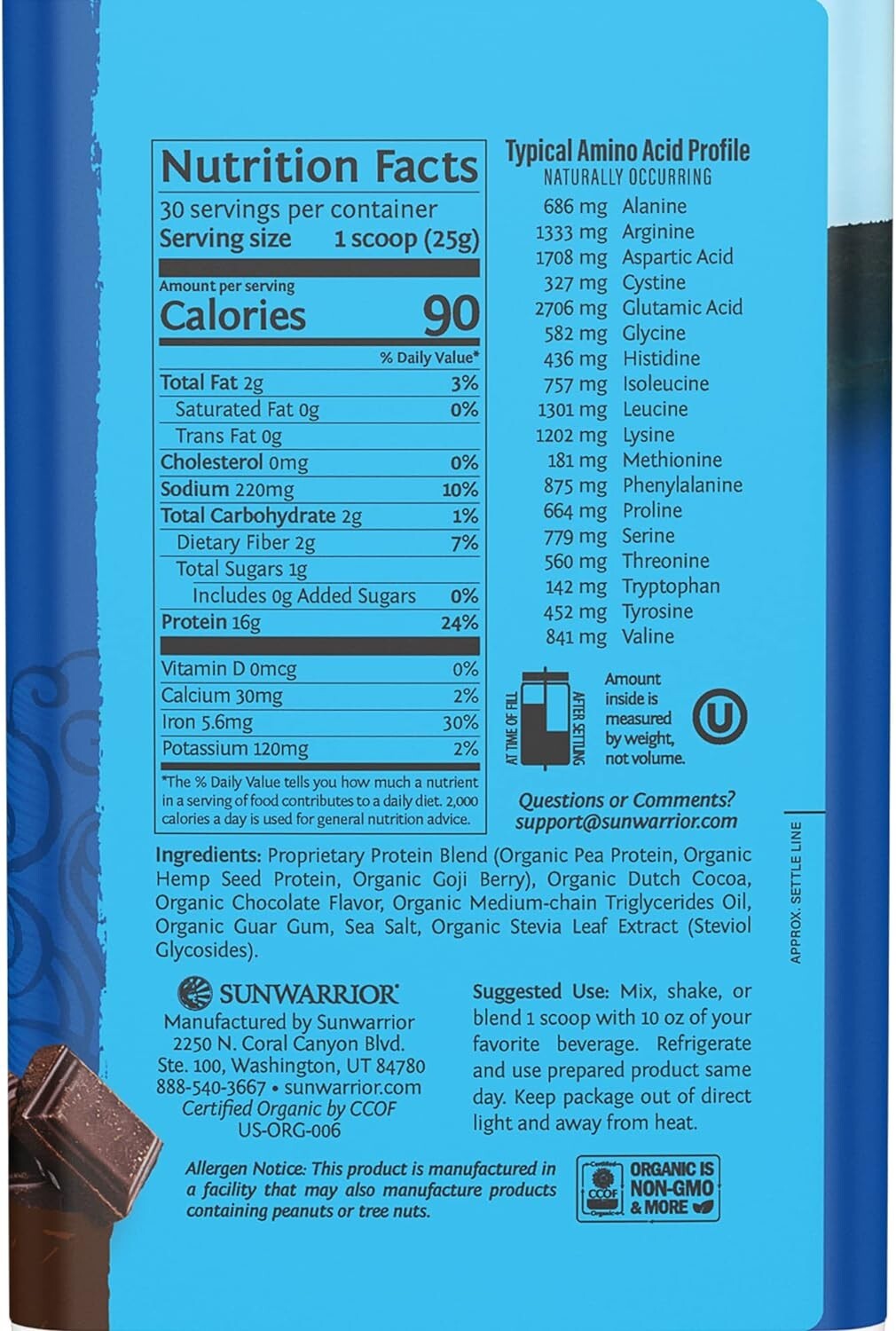Sunwarrior Protein Warrior Blend Chocolate Flavor 1.7 lbs for Peak Performance