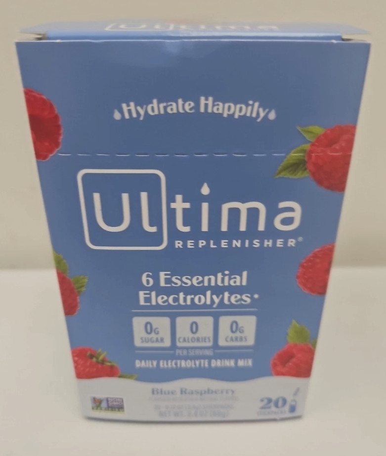 7/27 Ultima Replenisher Electrolyte Hydration Drink Mix, Blue Raspberry, 20 Serv