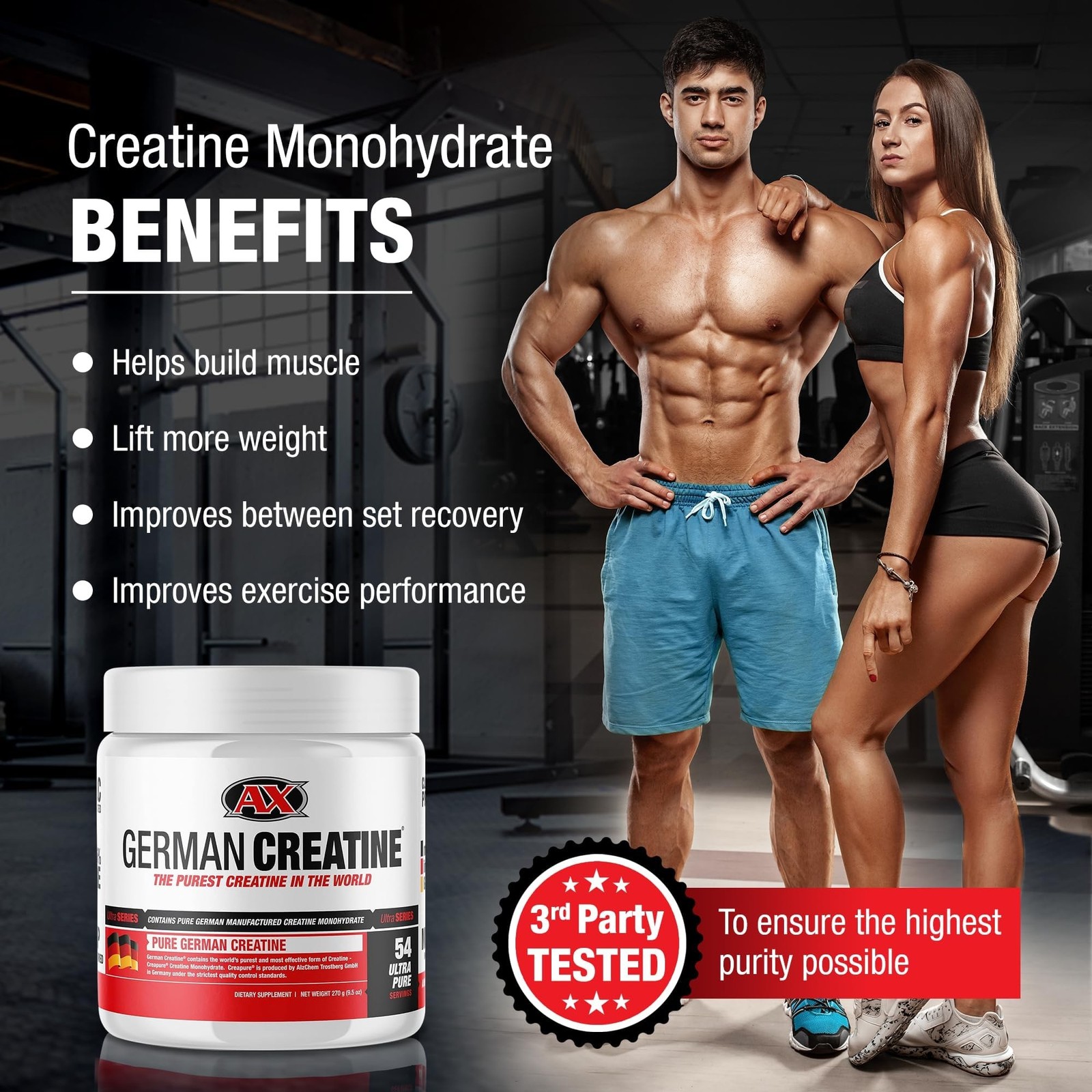 German Creatine (Pure Creapure, The Purest Creatine Monohydrate Available – 2…