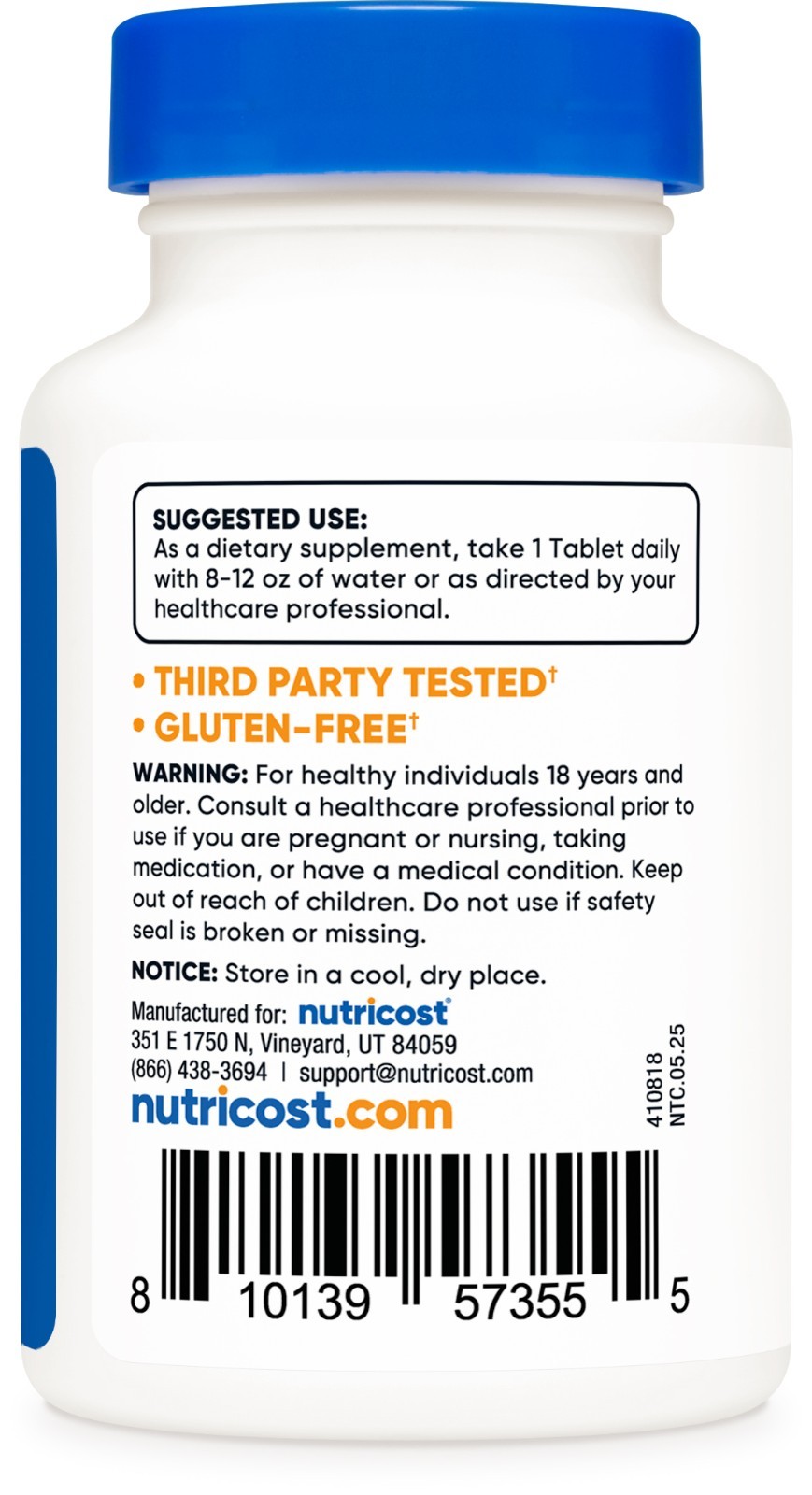 Nutricost Zinc Gluconate 50mg, 180 Tablets – Non GMO