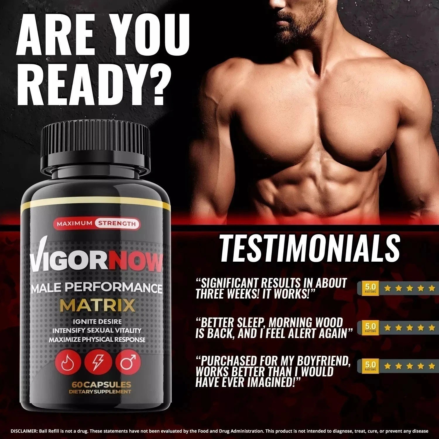 Vigor Now Pills for Men – Male Virility and Performance Support – 60 Capsule USA