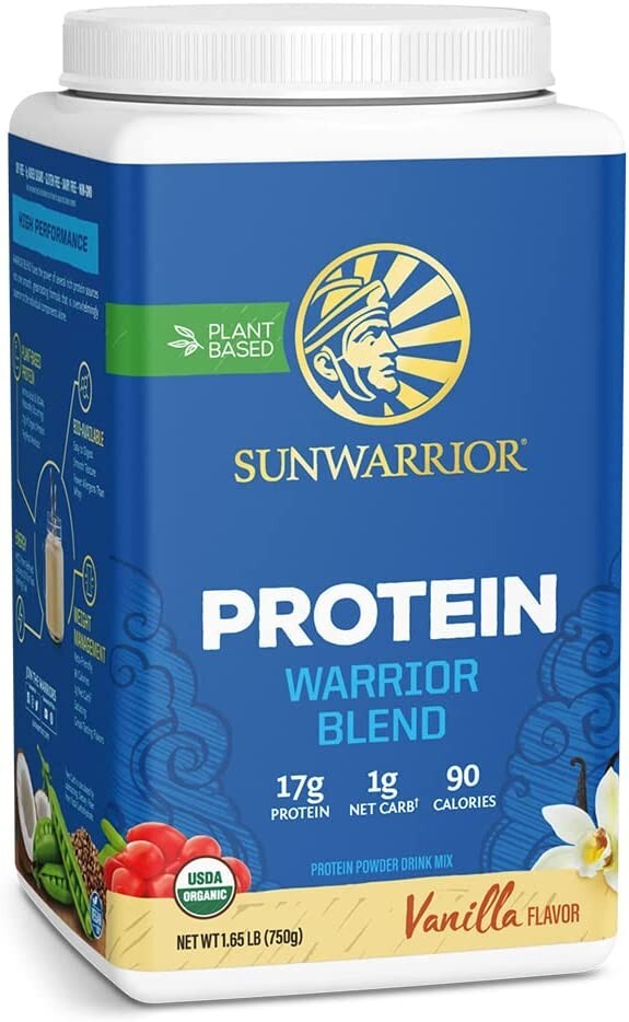 Sunwarrior Warrior Protein Powder 1.65 lbs Organic Vegan w/ BCAAs Vanilla Flavor