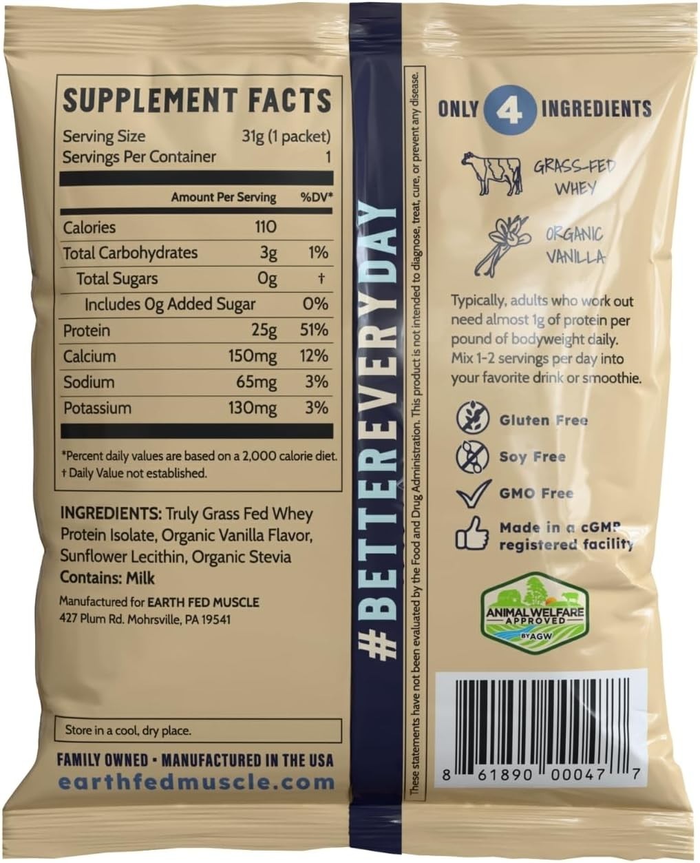 Grass Fed Irish Whey Protein Isolate No Artificial Ingredients 24g Protein