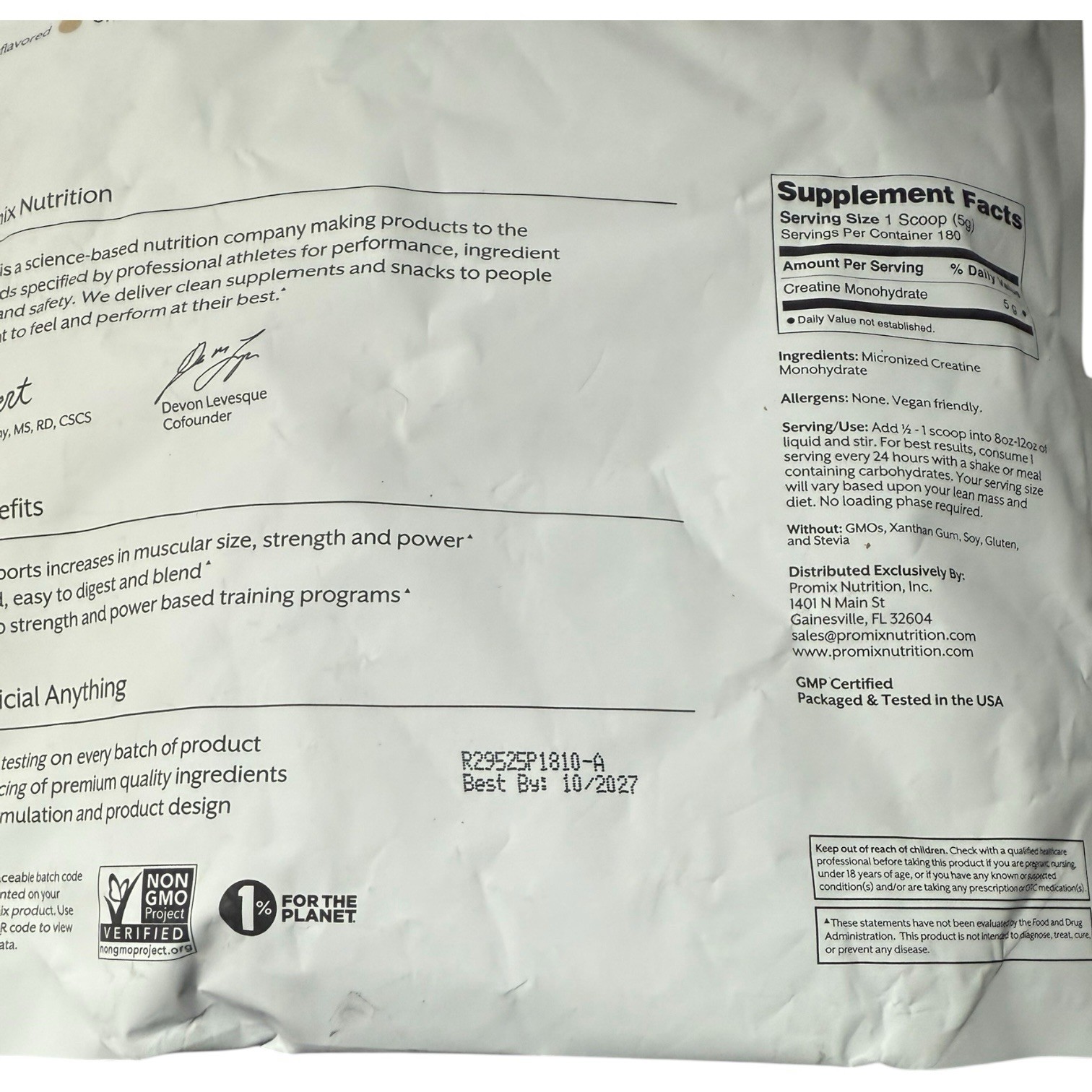 ProMix Nutrition Creatine Monohydrate Powder Unflavored – 5g of Micronized Cr…