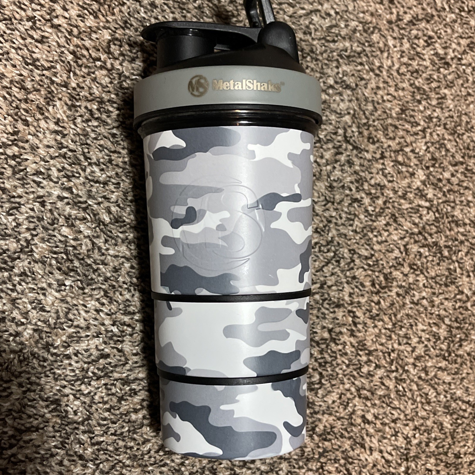 Metalshake Camo 600ML BLACK 3 Layers Gym Protein Shaker Water Sports Gym Work