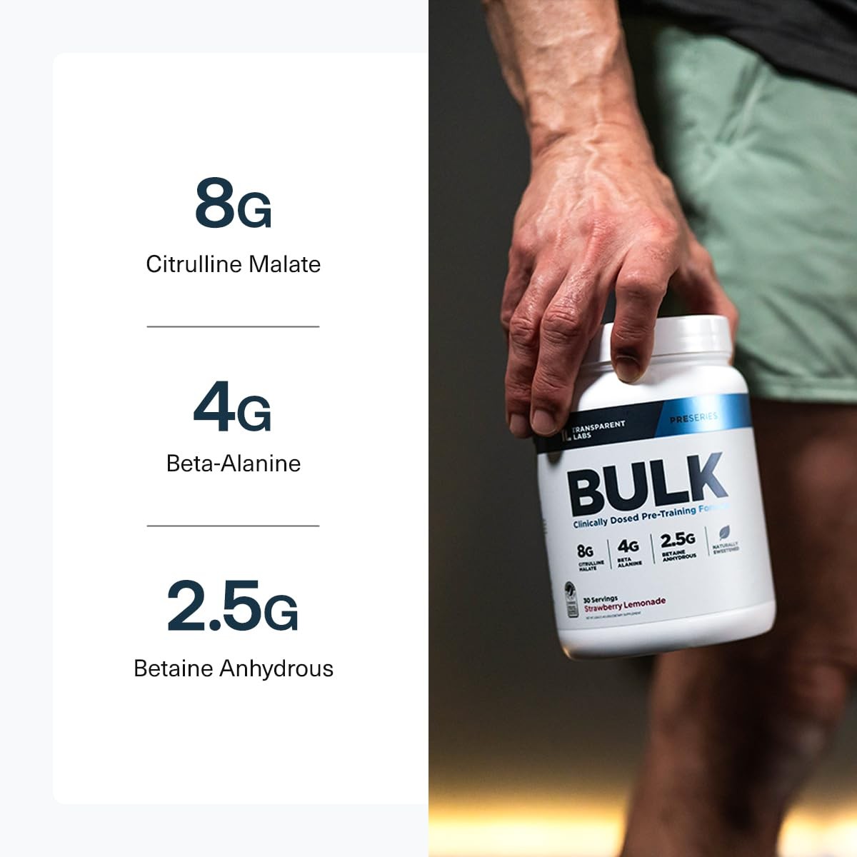 Transparent Labs Bulk Pre Workout Powder – 30 Servings (Pack of 1), No Color