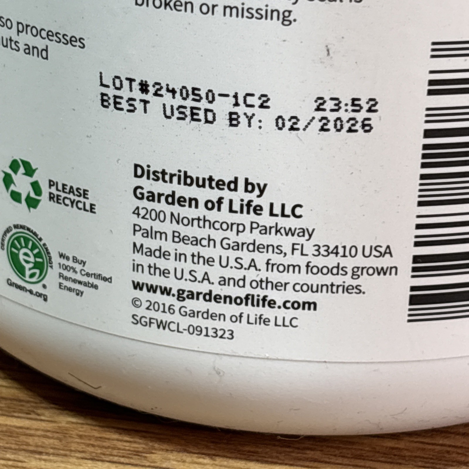 Garden of Life Sport Whey Protein Powder Chocolate Grass Fed Whey Exp 2/26