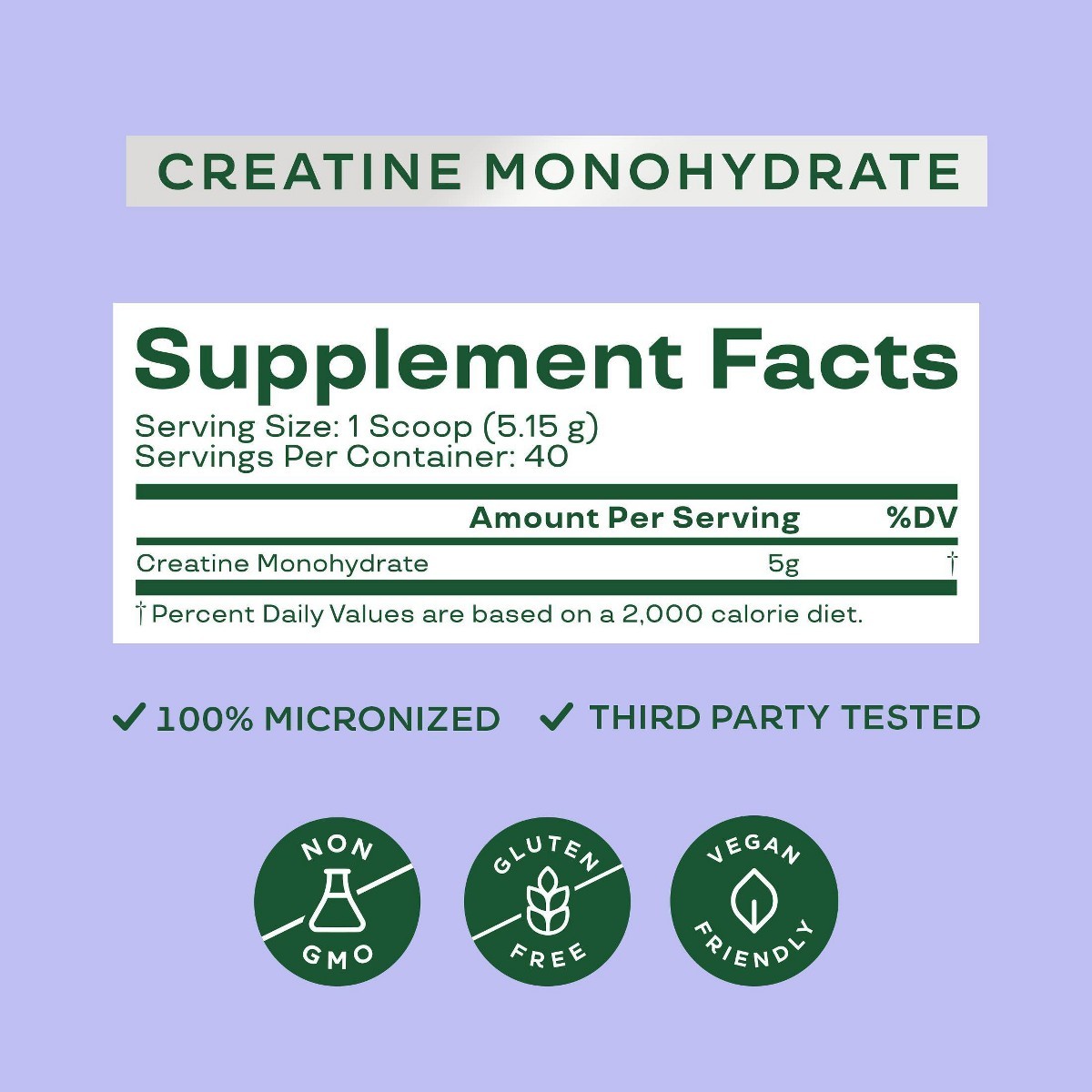 BLOOM NUTRITION Creatine Monohydrate Vegan Supplement Powder – 7.3oz/40 S