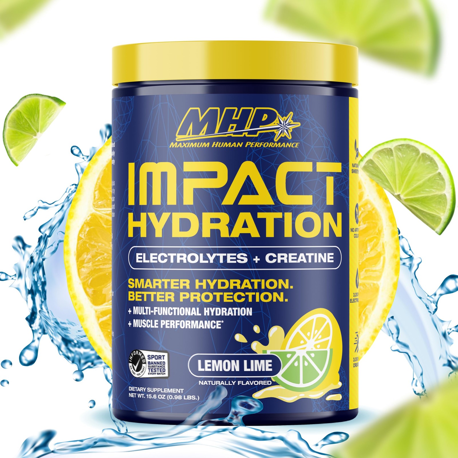 MHP Impact Hydration Electrolyte Creatine Sports Drink Mix, No Artificial Swe…