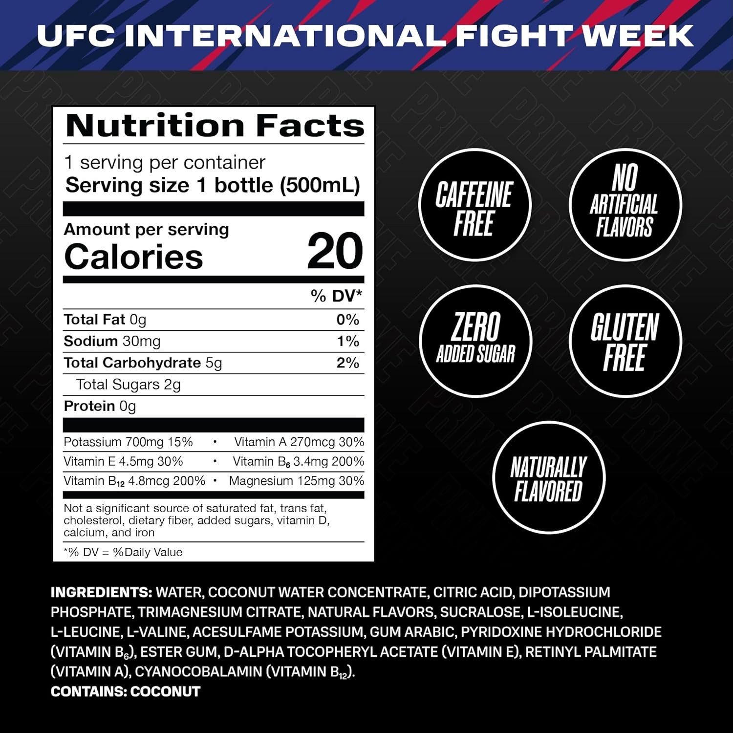 PRIME Hydration Sports Drink – UFC Edition, 16.9oz – Berry Freeze (24 Bottles)
