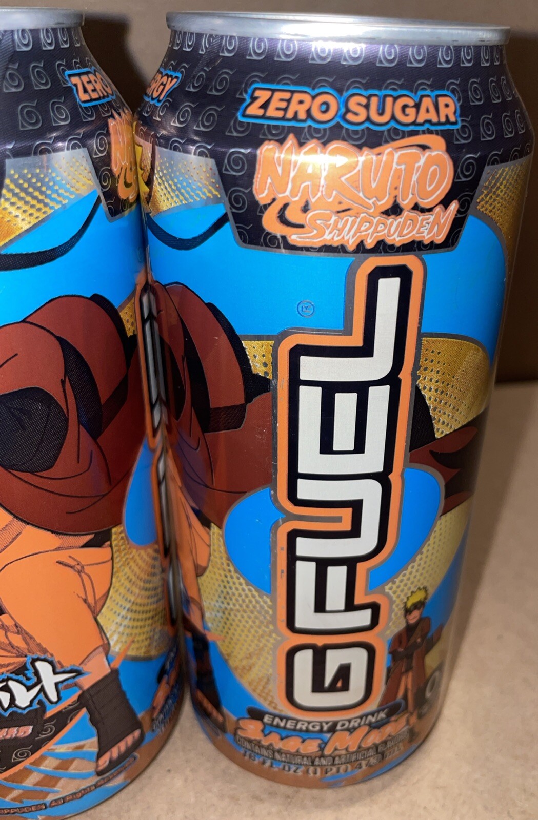 GFUEL Saga Mode Naruto Anime Ninja Energy Drink limited Edition 16oz 2 Cans