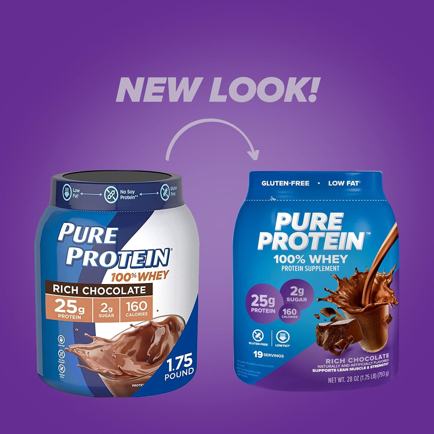 100% Whey Protein Powder, Rich Chocolate, 25 G Protein, 1.75 Lb (Packaging May V