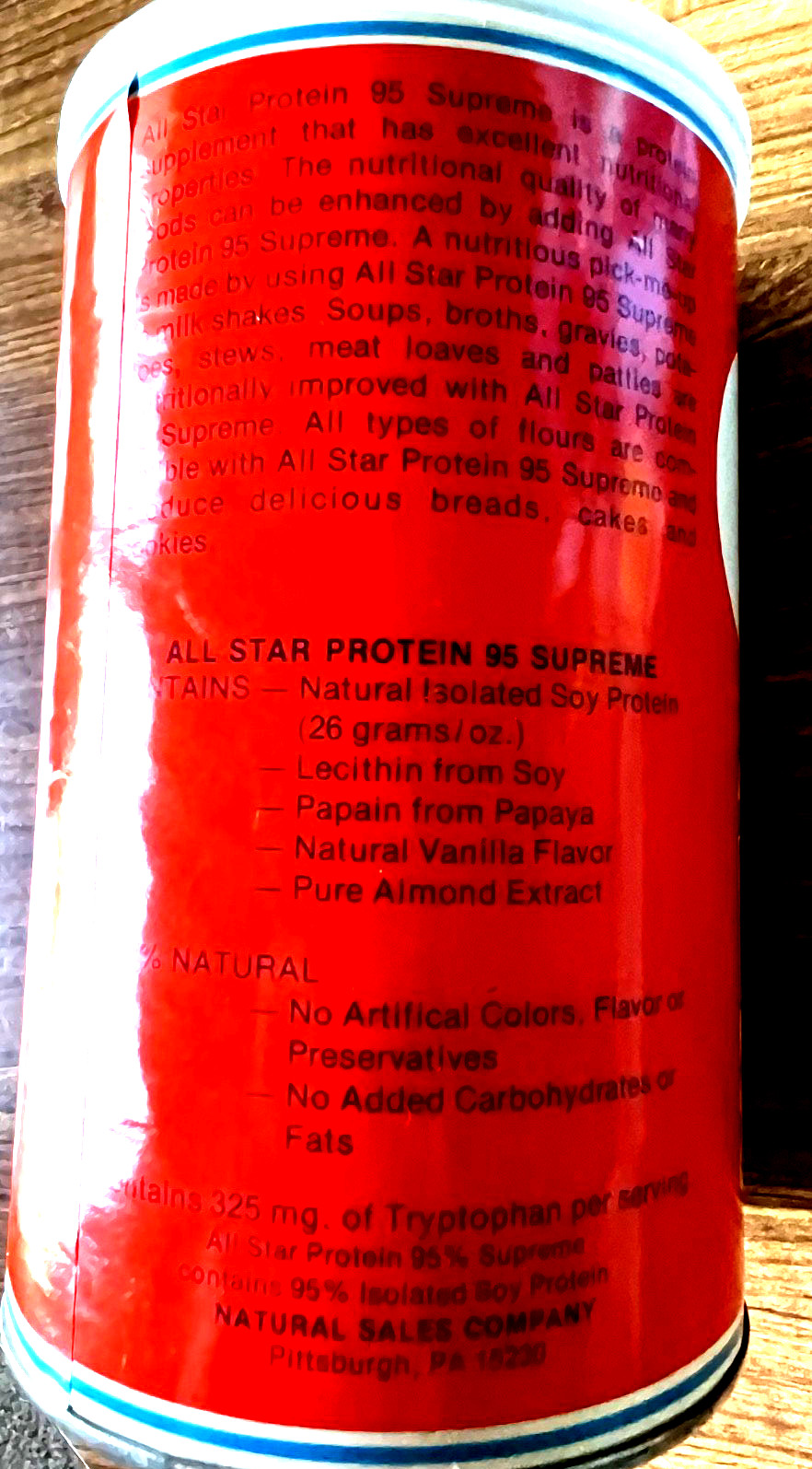 Vintage AllStar 95 protein powder- 16 oz – no sugar, no starch