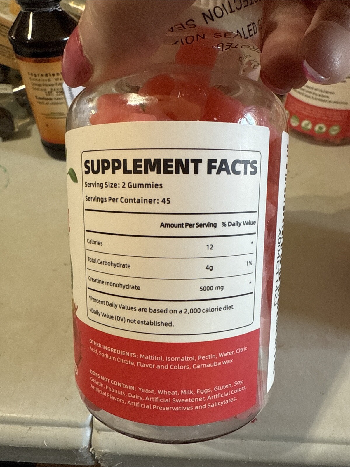 Noavii Creatine Monohydrate Gummies Strawberry Sugar Free 90 Ct Exp 11/26